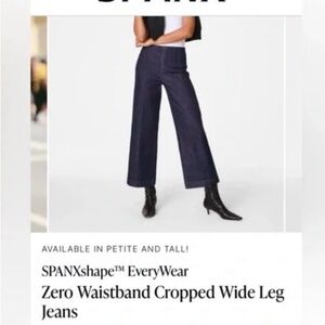 SPANX Dark Blue Cropped Wide Leg Jeans brand new